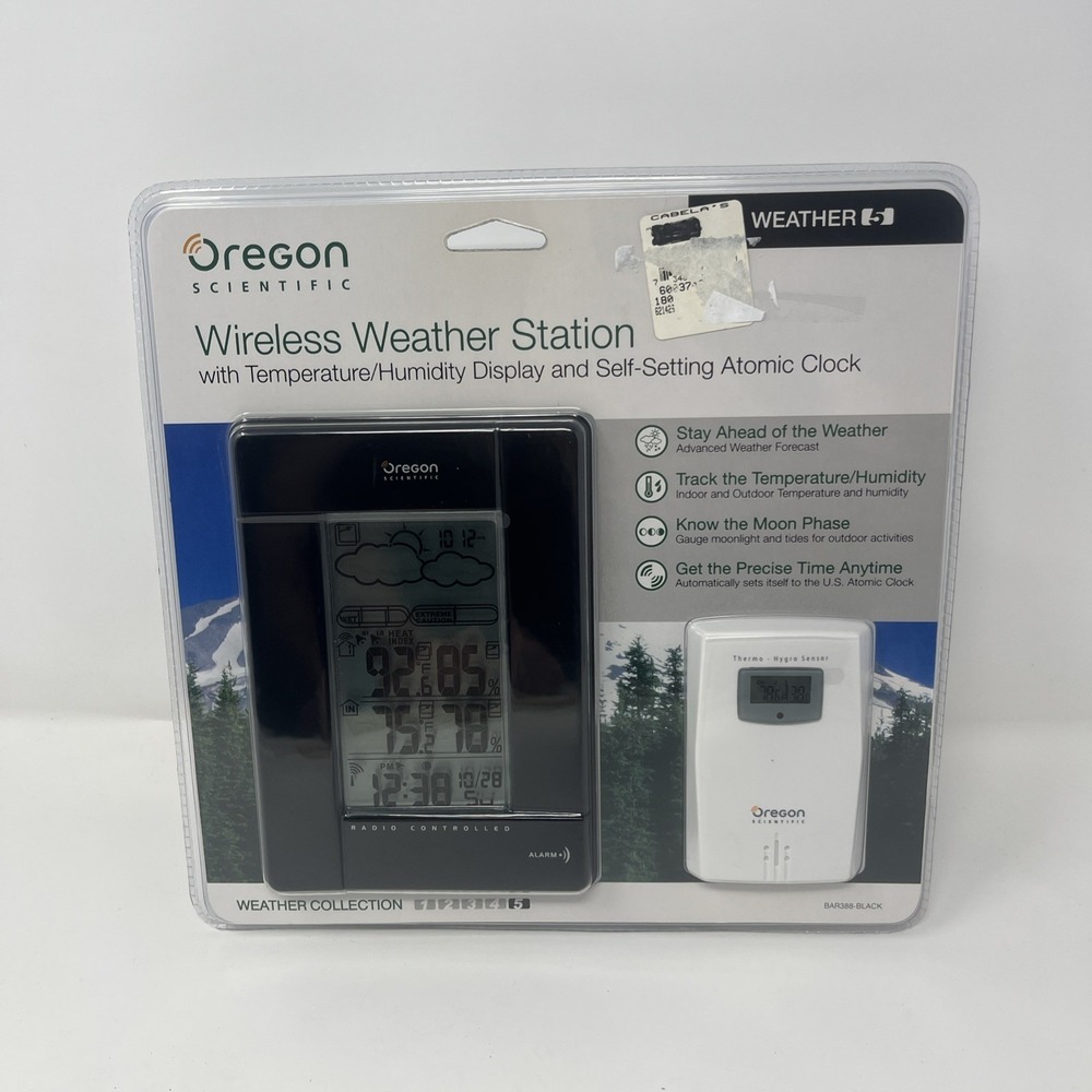 Oregon Scientific Wireless Weather Station BAR388 Black New Sealed